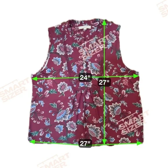 NWOT~Ann Taylor Loft~Floral Lace Trim Purple Plum Sleeveless Blouse~Size XXL~125 - Picture 9 of 9